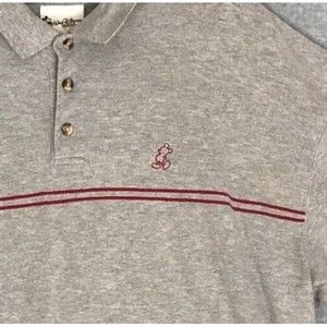 Disney World Polo Shirt Mens Large Gray Mickey Mouse Casual Short Sleeve Cotton‎